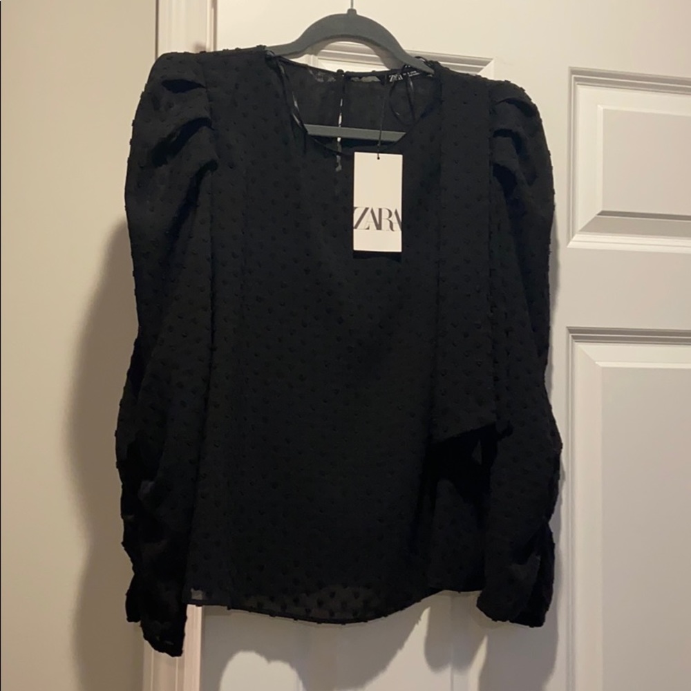 Black, Swiss dot blouse